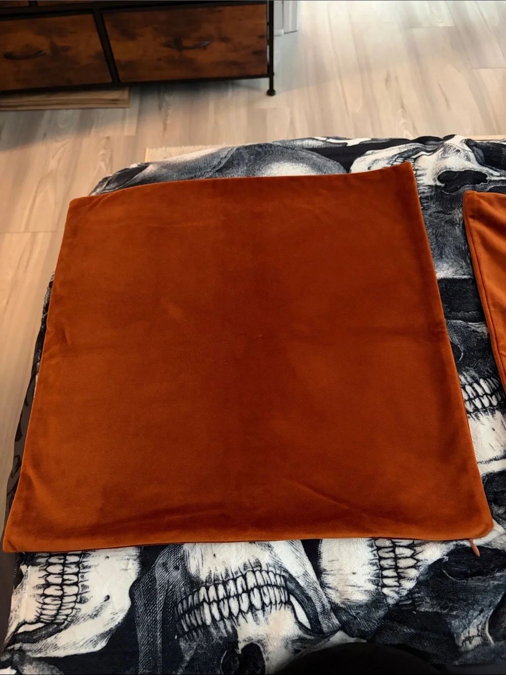 18x18 Rust Orange Velvet Finish PILLOW COVER SET OF 2